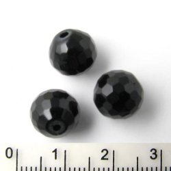 Onyx Perle, schwarz, Fein Facettierung, 10 mm, 6 Stk.