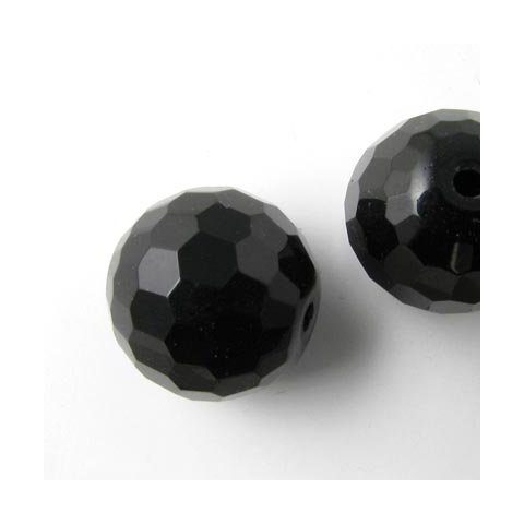 Onyx perle, rund, facet, 16 mm, 2 stk.