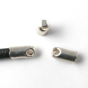 Cord end, silver, glue-in end 5/4,4mm, 2pcs.