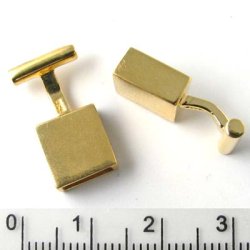 viereckiges Hakenschloss, vergoldetes Silber, 8x3 mm, 1 Stk.