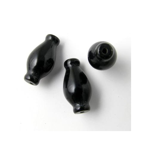 Onyx deco-shaped, black, 16x8mm, 6pcs.