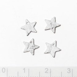 Silbersterne, geb&uuml;rstet mit 1 mm Loch, 8 mm, 4 Stk.