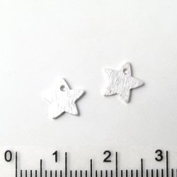 Silbersterne, geb&uuml;rstet mit 1 mm Loch, 8 mm, 4 Stk.