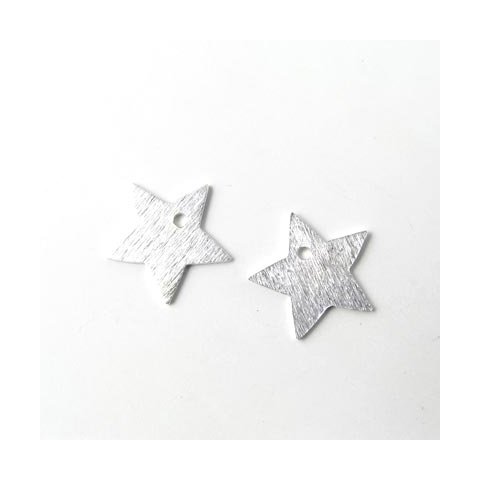 Sølvstjerne, børstet m. hul, 11 mm. 2 stk.