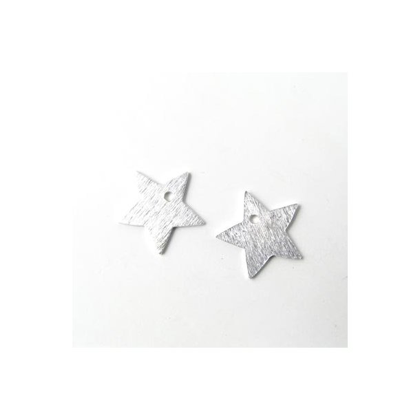 Sølvstjerne, børstet m. hul, 11 mm. 2 stk.