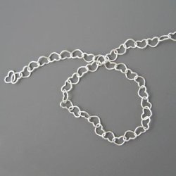 Herzkette, Silber, Ma&szlig;e der Kettenglieder 5,6x4,4x0,6 mm, 50 cm