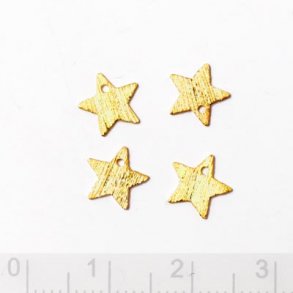 Vergoldete Silbersterne, gebürstet mit Loch, 8 mm, 4 Stk.