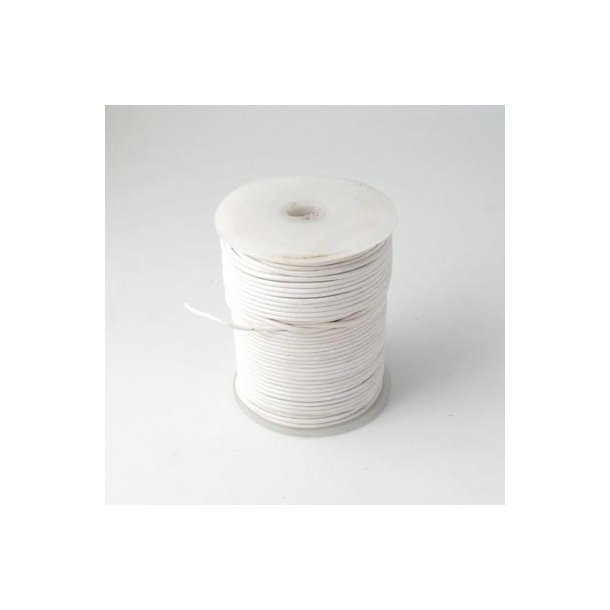 Leather cord, white, 1mm, 25m (complete reel)