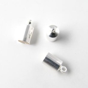 Cord end, silver-plated, glue-in end 6/5,5mm, 6pcs.