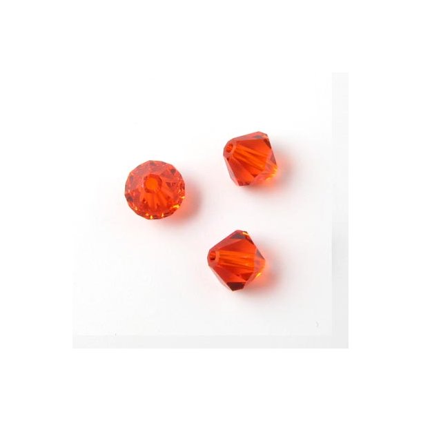 Preciosa krystal, rd-orange facet bicone, 4 mm, 10 stk