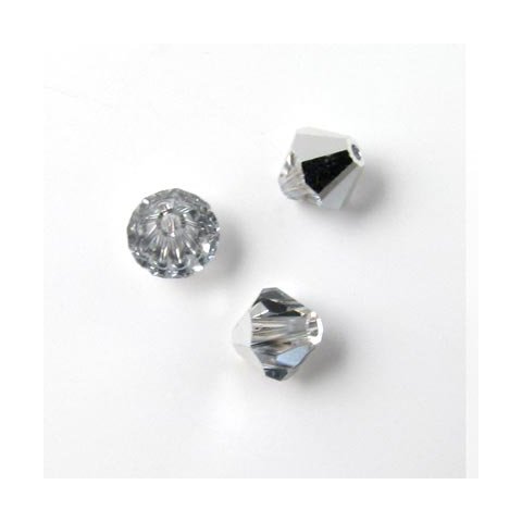 Swarovski krystal, klar-metallic facet bicone, 6mm