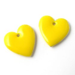 Emaille-Anh&auml;nger, gelbes Herz, 16x16 mm