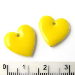 Emaille-Anh&auml;nger, gelbes Herz, 16x16 mm