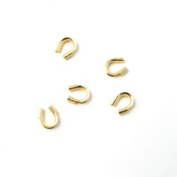 Drahtschutz / U-Haken f&uuml;r Tigertail-Draht, vergoldetes messing, 4x6 mm, 40 Stk