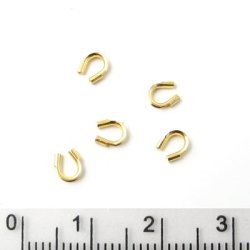 Drahtschutz / U-Haken f&uuml;r Tigertail-Draht, vergoldetes messing, 4x6 mm, 40 Stk