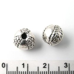 4 Stk., antik silberfabene Metallkugel, 11 mm, 4 Stk.