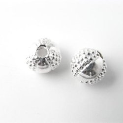 4 Stk., textierte Kugel, versilbert, gl&auml;nzend, 11 mm, 4 Stk.