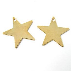Vergoldetes Messing, Sterne, glnzend, mit Loch, 18 mm, 6 Stk.