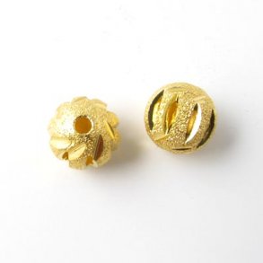 Gilded brass stardust bead, cutaway stripes, 10mm, 2pcs.