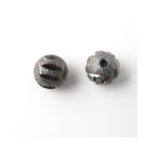Kugle stardust mørk sølvf. gennemskåret, 10 mm, 2 stk