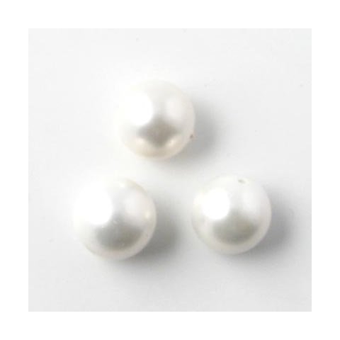 Shell pearl rund, hvid, 6 mm, 10 stk.