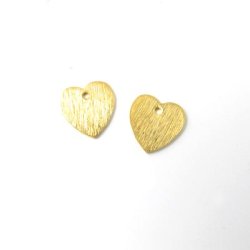 Gilded silver heart, brushed, with hole, 8x8mm, 2pcs.