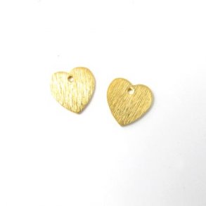 Vergoldete Silberherzen mit loch, gebürstet, 8x8 mm, 2 Stk.