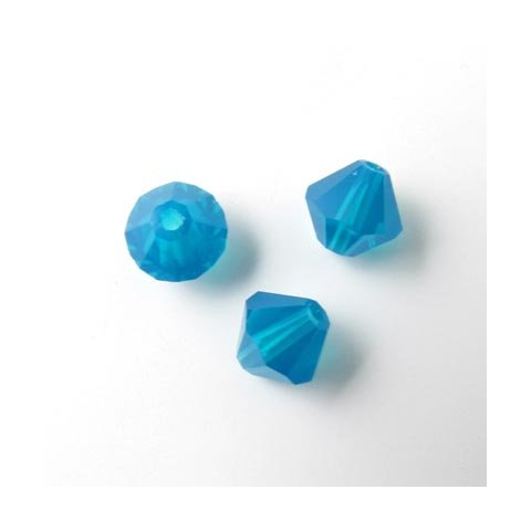 Swarovski-Kristalle, blau, matt, facettiert, Bikone, 6 mm, 6 Stk.