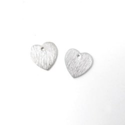 Silberherzen, geb&uuml;rstet, 8x8 mm, 2 Stk.