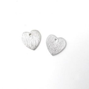 Silberherzen, gebürstet, 8x8 mm, 2 Stk.