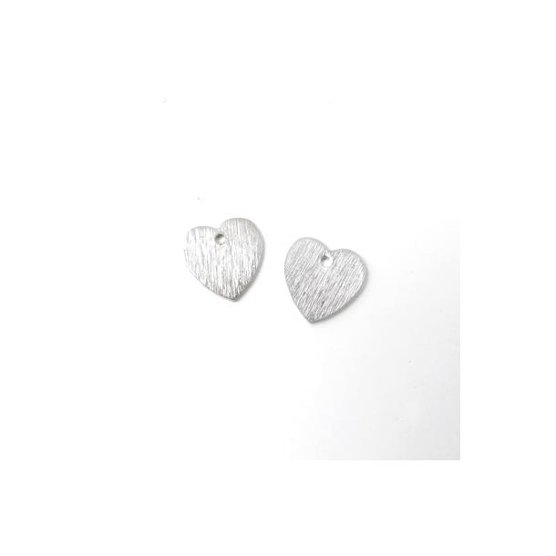 Silver heart, brushed, 8x8mm, 2pcs.
