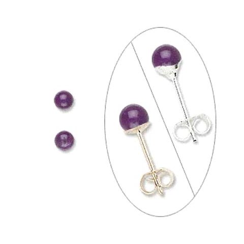 Ametyst, anboret, rund perle, 6 mm, 2 stk.