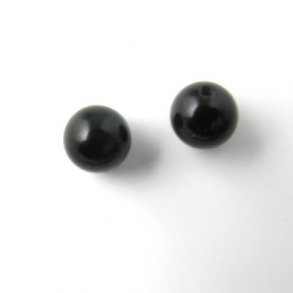 Onyx bead, half-drilled, black, round, 5mm, 2pcs.