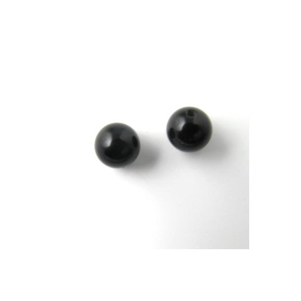 Obsidian bead, half-drilled, black, round, 6mm, 2pcs.