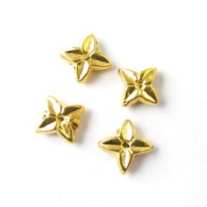 Golden bead, star-flower, 7x3mm, 25pcs.