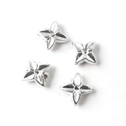 25 Stk., versilberte Perlen, Blume, 7x3 mm