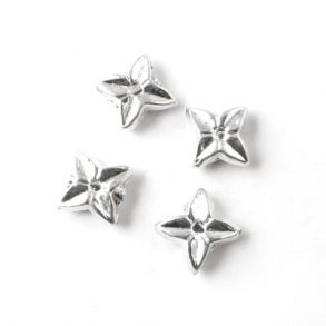 25pcs., silver-plated bead, star flower, 7x3mm