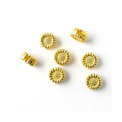 40 Stk., goldfarbene Perlen, kleine Sonnenblume, 6x3 mm