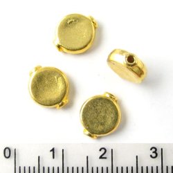 25 Stk., goldfarbene Perlen, flach, rund, 10x3 mm