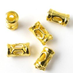 Golden bead, deco-tube, 11 x 6mm, 28-30pcs.