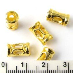 Golden bead, deco-tube, 11 x 6mm, 28-30pcs.