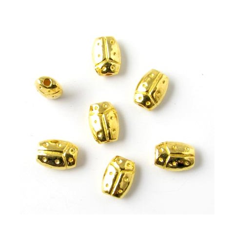 38-40 Stk., goldfarbene Perlen, Marienk&auml;fer, 7,5 x 3 mm