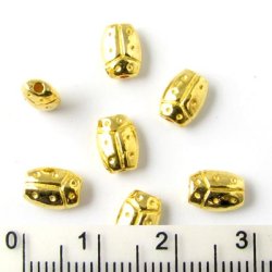 38-40 Stk., goldfarbene Perlen, Marienk&auml;fer, 7,5 x 3 mm