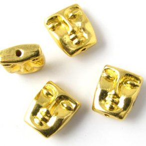 10 Stk., goldfarbene Perlen, Maske, 12x6x10 mm