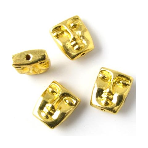 10 Stk., goldfarbene Perlen, Maske, 12x6x10 mm