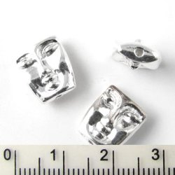 10pcs., silver-coloured bead, mask, 12x6x10mm.