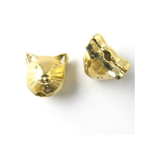 10 Stk., goldfarbene Perlen, Katzenkopf, 13x12,5x2,5 mm, 10 Stk.