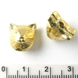 10 Stk., goldfarbene Perlen, Katzenkopf, 13x12,5x2,5 mm, 10 Stk.