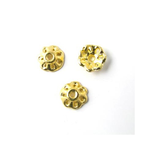 20 Stk., goldfarbene Perlen, Perlenschale, einfache Lochkante, 8x3 mm