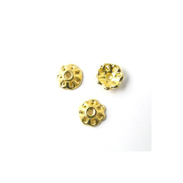 20 Stk., goldfarbene Perlen, Perlenschale, einfache Lochkante, 8x3 mm